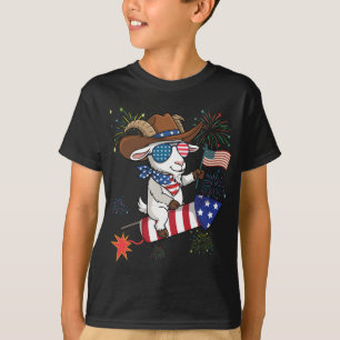Ziege 4. Juli Patriotische Rakete & Feuerwerk USA T-Shirt