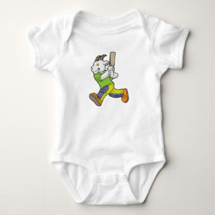 Ziege als Batsman mit Cricket Fledermaus Baby Strampler