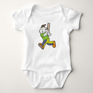 Ziege als Batsman mit Cricket Fledermaus Baby Strampler