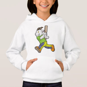 Ziege als Batsman mit Cricket Fledermaus Hoodie
