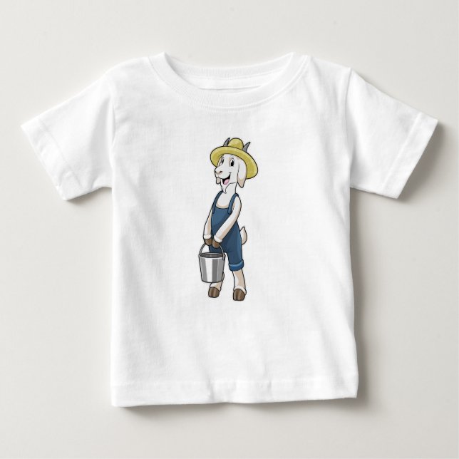 Ziege als Bauer mit Eimer Baby T-shirt (Vorderseite)