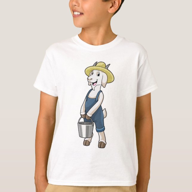 Ziege als Bauer mit Eimer T-Shirt (Vorderseite)
