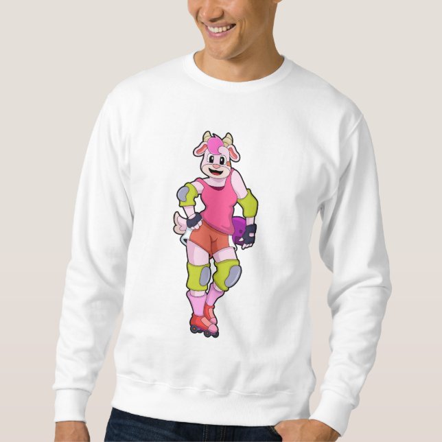 Ziege als Inline-Skater mit Inline-Skaten Sweatshirt (Vorderseite)
