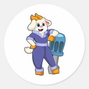 Ziege als Mechanik mit Schraubendreher Runder Aufkleber