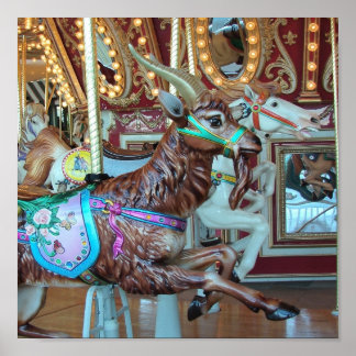 Ziege auf der Merry-Go-Runde Poster