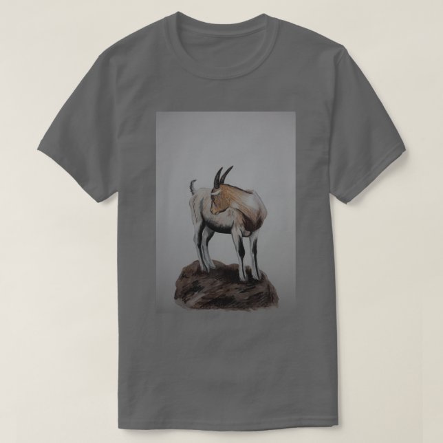 Ziege auf Felsen T-Shirt (Design vorne)