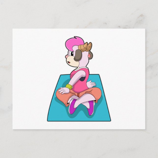 Ziege bei Yoga auf Yogamat Postkarte (Vorderseite)