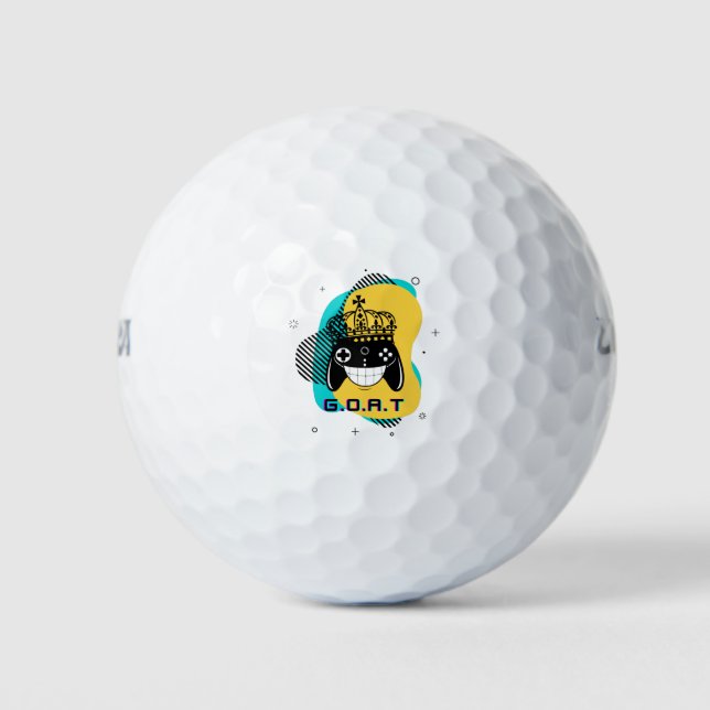 ZIEGE Beste aller Zeit Game Kopf gelb, Aquamarin Golfball (Vorderseite)