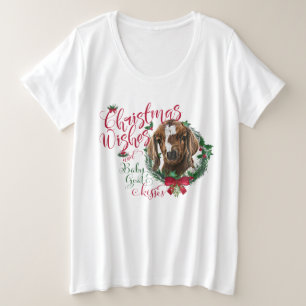 ZIEGE Christmas wünscht Baby Goat Kisses Boer Große Größe T-Shirt