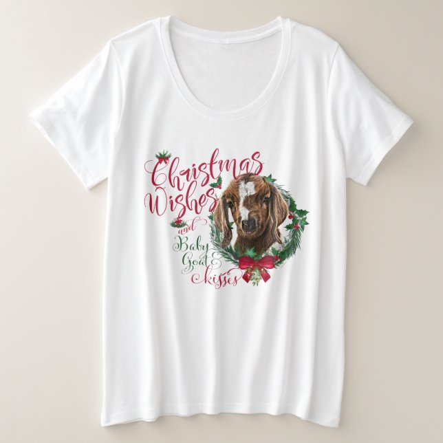 ZIEGE | Christmas wünscht Baby Goat Kisses Boer Große Größe T-Shirt (Design vorne)
