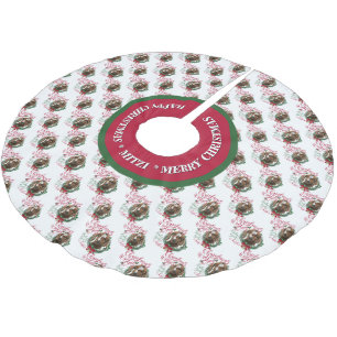 ZIEGE   Christmas wünscht Baby Goat Kisses Boer Polyester Weihnachtsbaumdecke