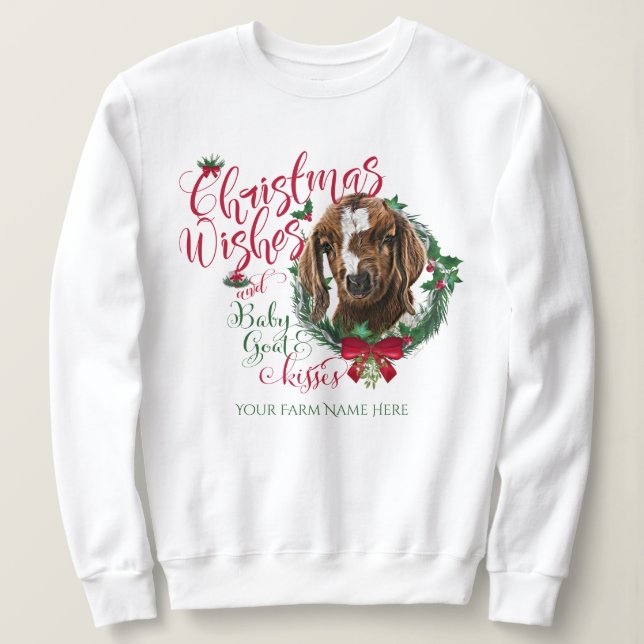 ZIEGE | Christmas wünscht Baby Goat Kisses Boer Sweatshirt (Design vorne)
