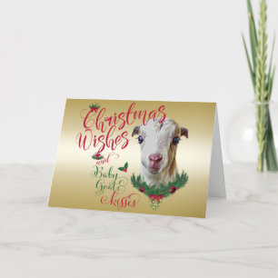 ZIEGE   Christmas wünscht Baby Goat Kisses LaManch Feiertagskarte