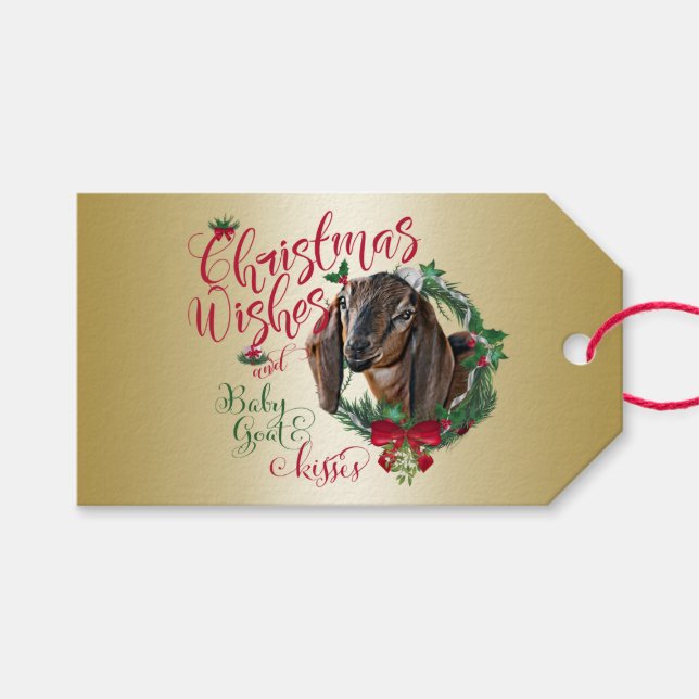 ZIEGE | Christmas wünscht Baby Goat Kisses Nubian  Geschenkanhänger (Vorderseite (Horizontal))