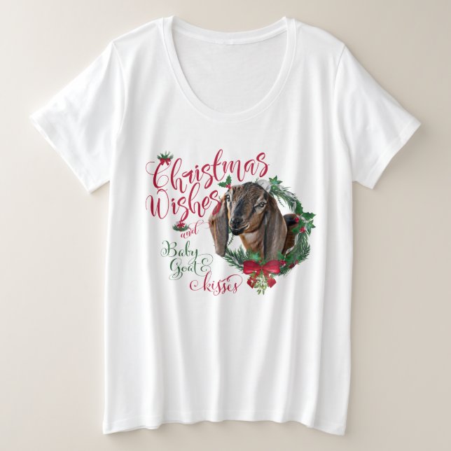 ZIEGE | Christmas wünscht Baby Goat Kisses Nubian  Große Größe T-Shirt (Design vorne)