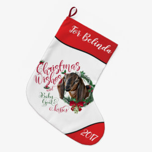 ZIEGE Christmas wünscht Baby Goat Kisses Nubian Großer Weihnachtsstrumpf
