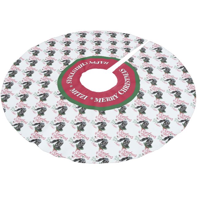 ZIEGE | Christmas wünscht Baby Goat Kisses Nubian  Polyester Weihnachtsbaumdecke (Schrägansicht)