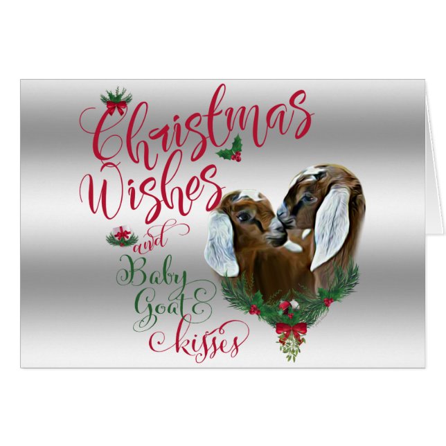 ZIEGE | Christmas wünscht Baby Goat Kisses Nubians (Vorderseite (Horizontal))