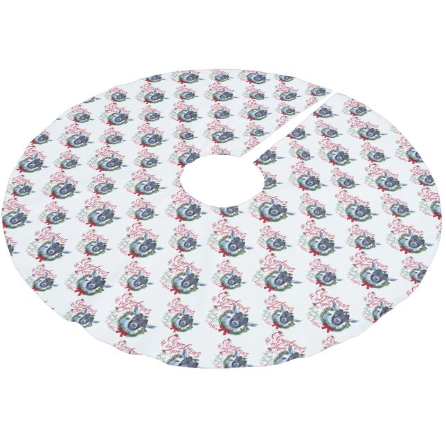 ZIEGE | Christmas wünscht Baby Goat Kisses Pygmy Polyester Weihnachtsbaumdecke (Schrägansicht)