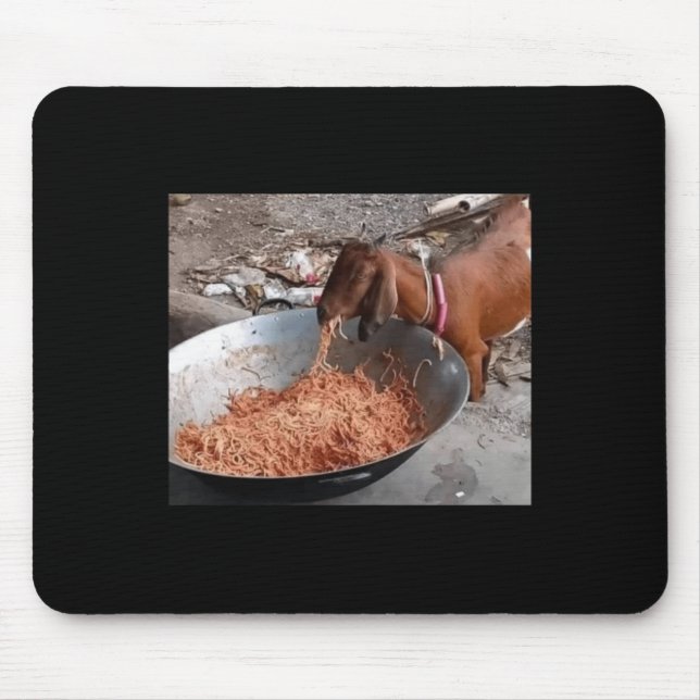 Ziege Eating Spaghetti Sticker Mousepad (Vorne)