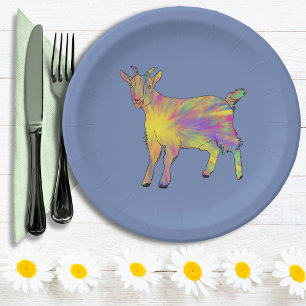 Ziege Funny Künstlerische Regenbogenfarm Art Pappteller