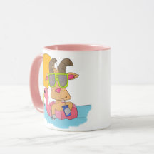 Ziege in einem Flamingo-Floss - Kaffee-Tasse