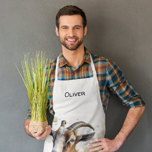 Ziege in grüner Weide, Aquarell individuell anpass Schürze