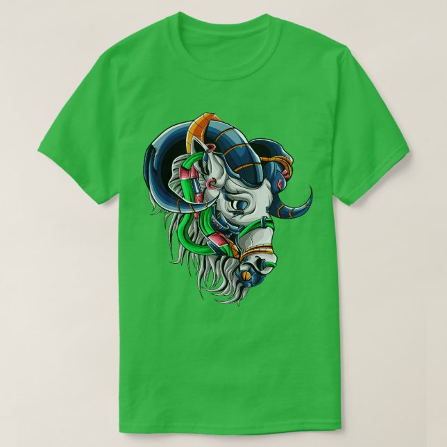Ziege Mecha Head Illustration T-Shirt (Design vorne)