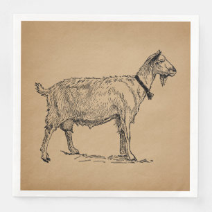 Ziege mit Bell Illustration Antiquitätenbraun Serviette
