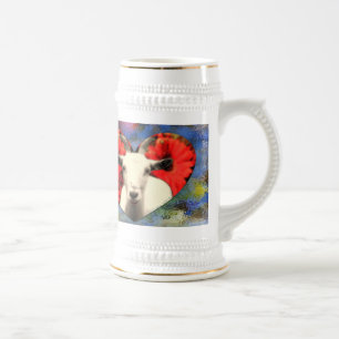 Ziege mit Herzen Stein u. Bierglas