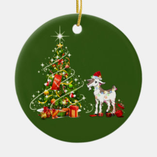 Ziege mit Hut LIGHTS Weihnachten Keramik Ornament