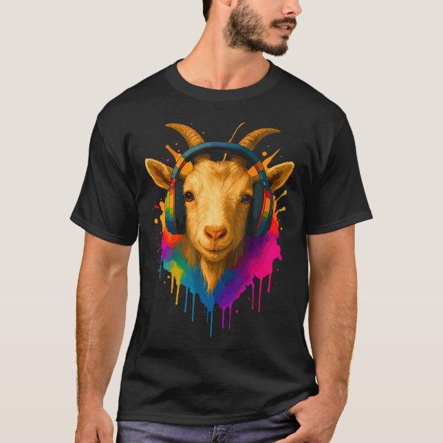 Ziege mit Musik T-Shirt (Vorderseite)