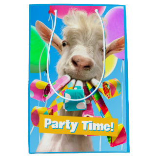 Ziege mit Party-Tröten Mittlere Geschenktüte