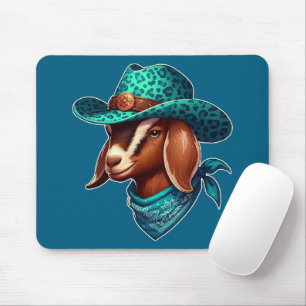 Ziege mit stilvoller Cowboyhut und Bandana Mousepad
