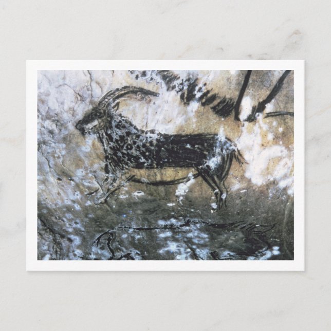 Ziege oder Gämse, Rockmalerei im Schwarzen Raum, Postkarte (Vorderseite)
