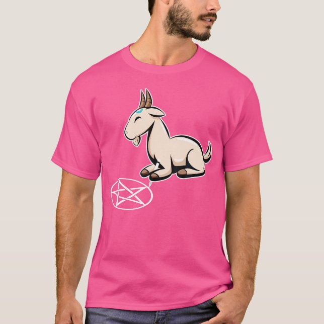 Ziege Pentagram Goth Goat T-Shirt (Vorderseite)