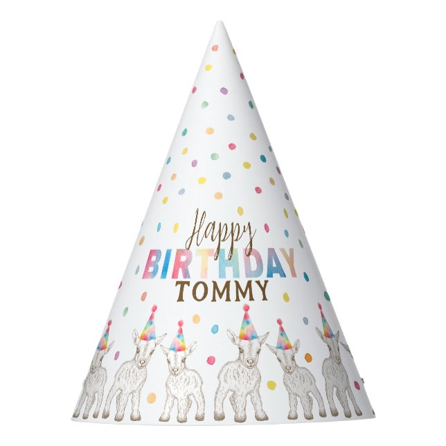 Ziege Petting Zoo Birthday Party Hat für Kinder Partyhütchen (Vorderseite)