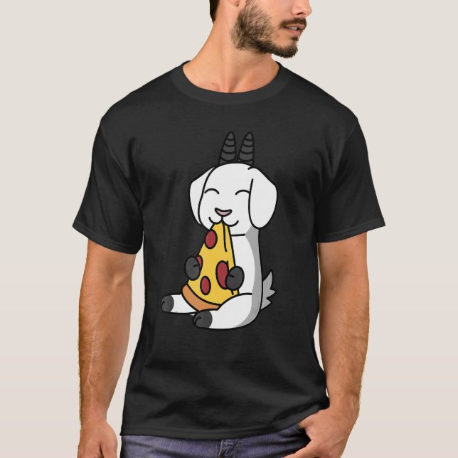 Ziege Pizza Pet T-Shirt (Vorderseite)