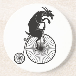 Ziege reitet auf einem Vintage-Penny-Farthing-Fahr Getränkeuntersetzer