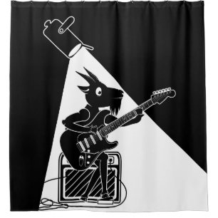 Ziege spielt eine E-Gitarre Duschvorhang