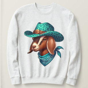 Ziege tragen einen stilistischen Cowboy-Hut und Ba Sweatshirt