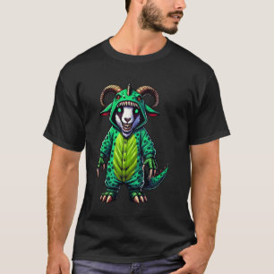 Ziege trägt Dinosaurier-Kostüm Halloween Cosplay T T-Shirt