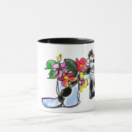 Ziege und Blumen Tasse