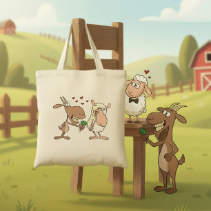 Ziege und Schaf verliebt Tragetasche
