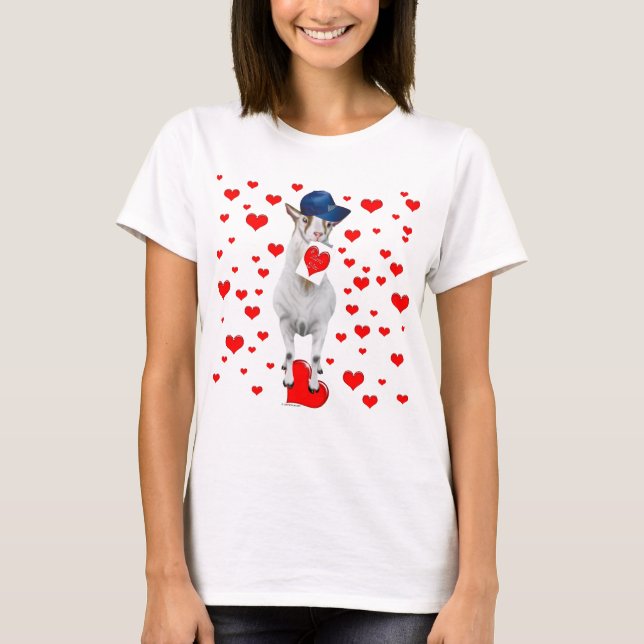 Ziege Valentine Hearts T-Shirt (Vorderseite)