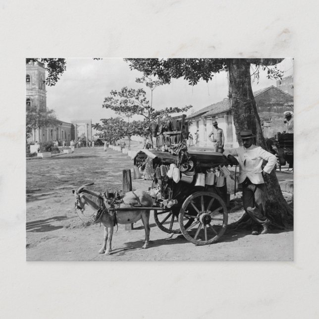 Ziege Wagon Peddler, Kuba: 1920 Postkarte (Vorderseite)