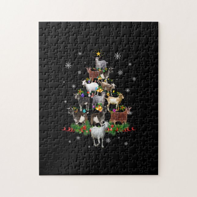 Ziege Weihnachtsbaum Schneegleite Xmas Puzzle (Vertikal)
