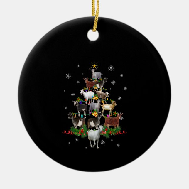 Ziege Weihnachtsbaum Snow Goat Xmas Keramik Ornament (Vorne)