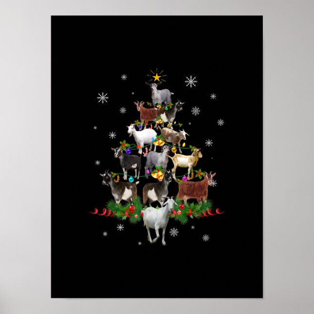 Ziege Weihnachtsbaum Snow Goat Xmas Poster (Vorne)