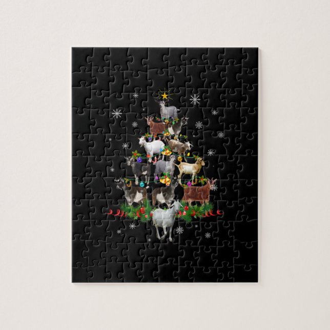 Ziege Weihnachtsbaum Snow Goat Xmas Puzzle (Vertikal)